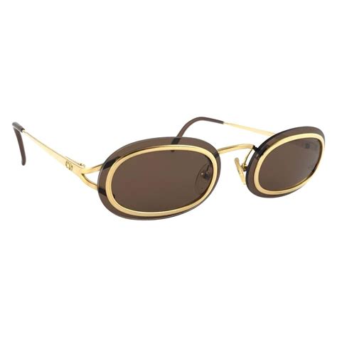 dior black and gold petite oval sunglasses